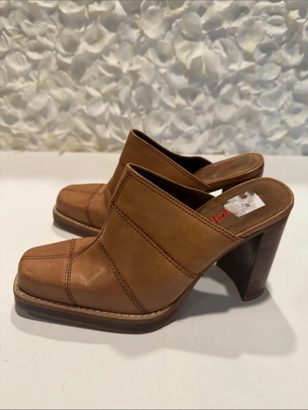 Candie's Brown Leather Slip-On Mule Loafers